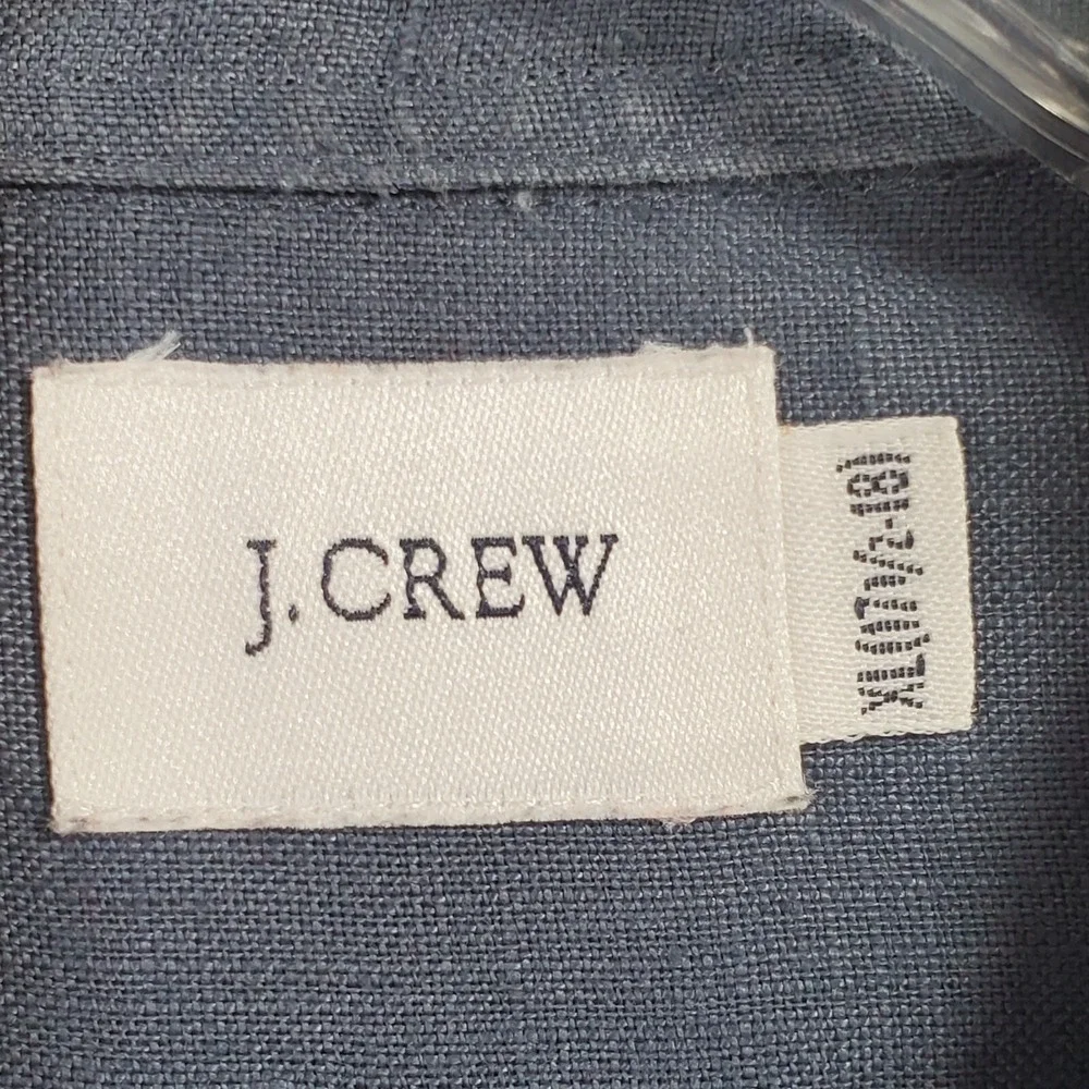 J. Crew Shirt Mens XL Blue 100% Linen Button Up Long Sleeve Classic Office‎ Prep